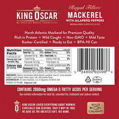 King Oscar, Royal Fillets, Caballa con chiles jalapeños, 115 g (4,05 oz)