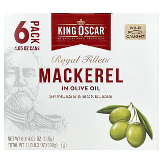 King Oscar, ローヤルフィレ、オリーブオイル漬けマッカレル、6パック、各115g（4.05オンス）