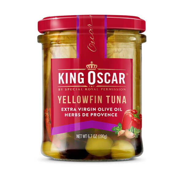 King Oscar, キハダマグロ、エキストラバージンオリーブオイル、エルブドプロバンス、190g（6.7オンス）