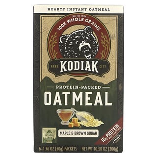 Kodiak Cakes, Farina d’avena ricca di proteine, acero e zucchero di canna, 6 bustine, 50 g ciascuna