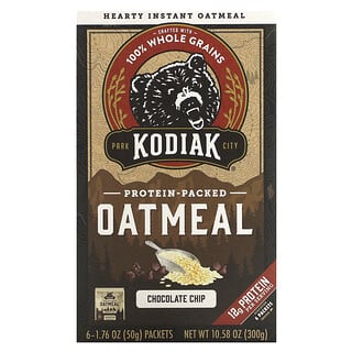 Kodiak Cakes, вівсяне борошно з протеїном, з шоколадними крихтами, 6 пакетиків по 50 г (1,76 унції)