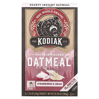Kodiak Cakes, Avena, fresas y crema proteicas`` 6 sobres, 50 g (1,76 oz) cada uno