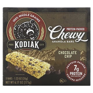 Kodiak Cakes‏, ألواح جرانولا للمضغ ، رقائق شيكولاتة ، 5 ألواح ، 1.23 أونصة (35 جم) لكل لوح