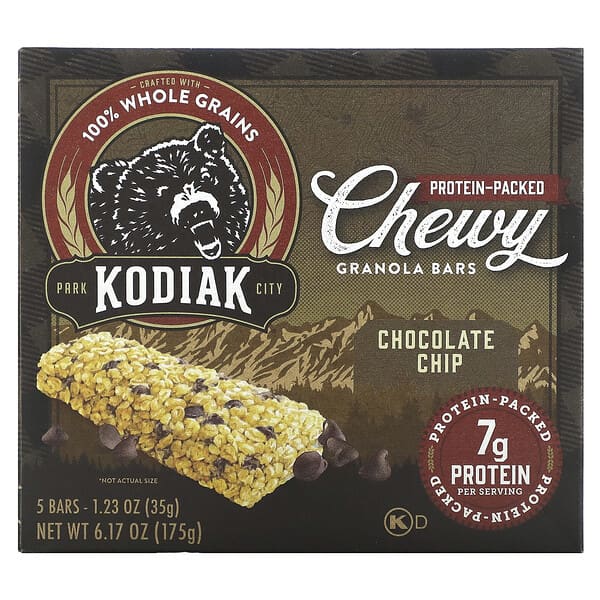 Kodiak Cakes, チューイーグラノーラバー、チョコレートチップ、5本、各35g（1.23オンス）