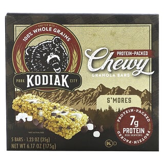 Kodiak Cakes‏, ألواح جرانولا للمضغ ، S'mores ، 5 ألواح ، 1.23 أونصة (35 جم) لكل لوح