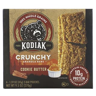 Kodiak Cakes, Crunchy Granola Bars, Cookie Butter, 6 Packs, 1.59 oz (45 g) Each