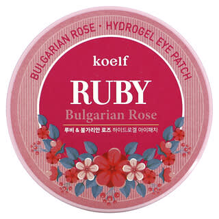 Koelf, Parche de hidrogel para los ojos con rosa búlgara Ruby, 60 parches