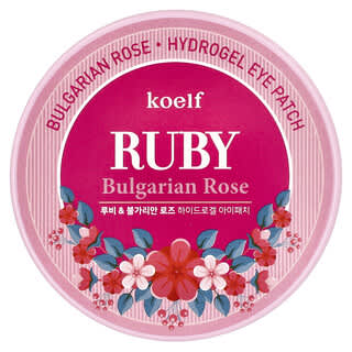 Koelf, Parche de hidrogel para los ojos con rosa búlgara Ruby, 60 parches