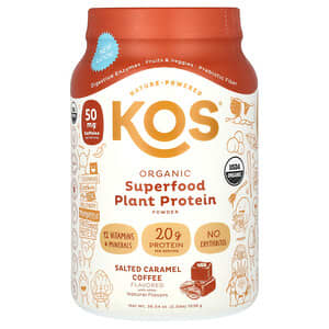 كي أو أس‏, مسحوق بروتين نباتي عضوي فائق القيمة الغذائية ، قهوة الكراميل المملحة ، 2.3 رطل (1،036 جم)