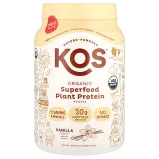 KOS, Proteína vegetal orgánica, Vainilla, 1110 g (2,4 lb)