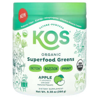 KOS, Show Me The Greens, Mezcla de vegetales súper sabrosa, Sorbete de manzana verde, 266 g (9,38 oz)