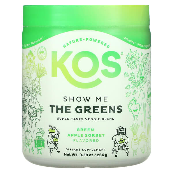 KOS, Show Me The Greens, Super Tasty Veggie Blend, Green Apple Sorbet, 9.38 oz (266 g)