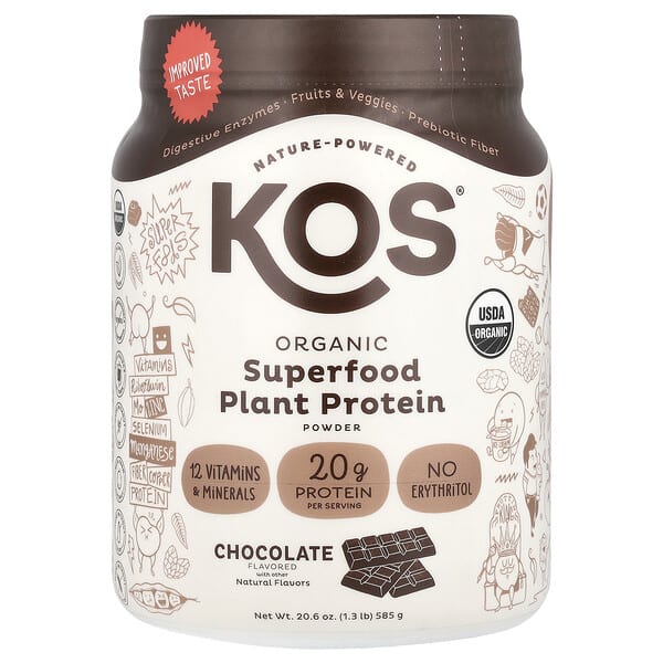Organic Superfood Plant Protein Powder, Chocolate, 1.3 lb (585 g)