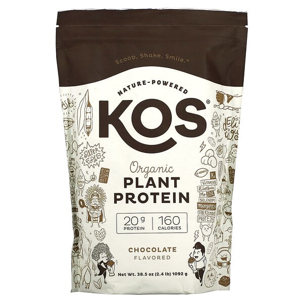 KOS, オーガニックプラントプロテイン、チョコレート味、1,092g（2.4ポンド）
