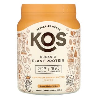 KOS, オーガニック植物性プロテイン、チョコレートピーナッツバター、583g（1.28ポンド）