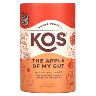 KOS, The Apple Of My Gut، أقراض مضغ لصحة الأمعاء، تفاح أحمر، 30 قرصًا للمضغ