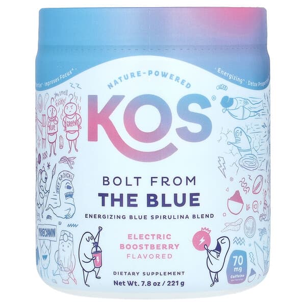 KOS Bolt From The Blue, Energizing Blue Spirulina Blend, Electric Boostberry, 7.8 oz (221 g)