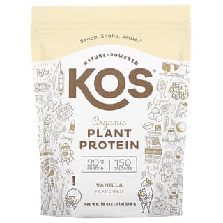 KOS, 有機植物蛋白質，香草，1.1 磅（518 克）