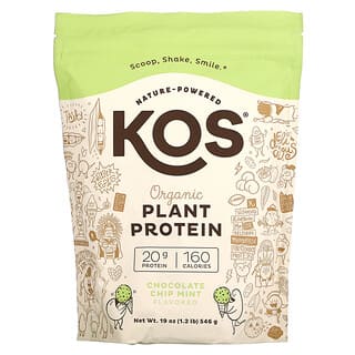 KOS, بروتين نباتي عضوي، رقائق الشوكولاتة بنكهة النعناع، 1.2 رطل (546 جم)