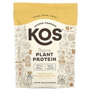KOS, بروتين نباتي عضوي، شوكولاتة وزبدة الفول السوداني، 1.2 رطل (546 جم)