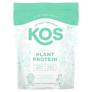 KOS, Proteína vegetal orgánica, Sin sabor, 476 g (1 lb)