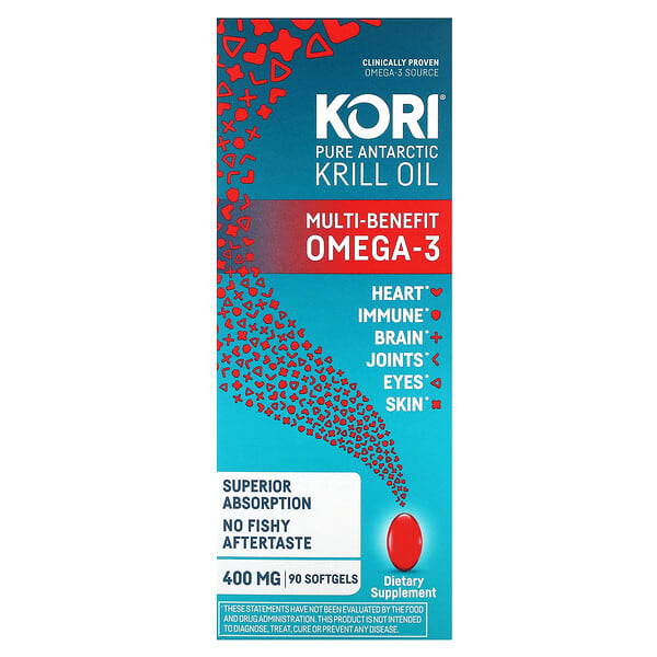 Kori, Pure Antarctic Krill Oil, MultiBenefit Omega3, 400 mg, 90 Softgels