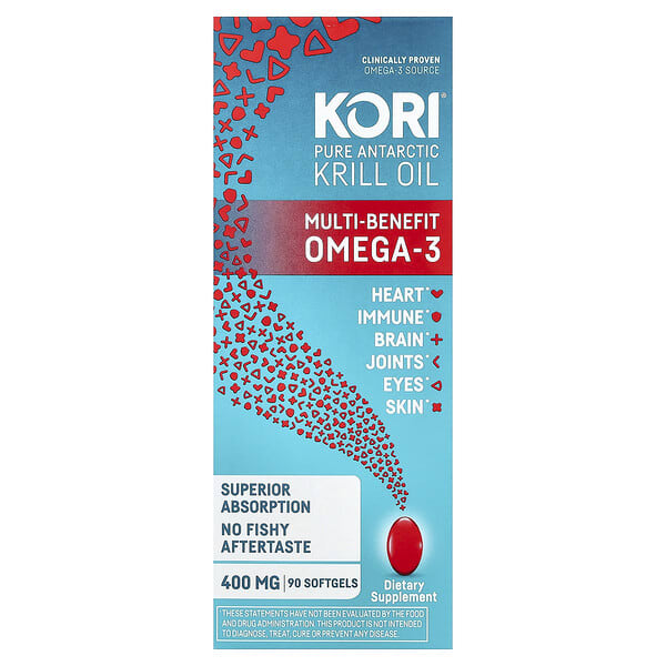 Kori, 순수 남극 크릴 오일, 다기능 오메가3, 소프트젤 90정