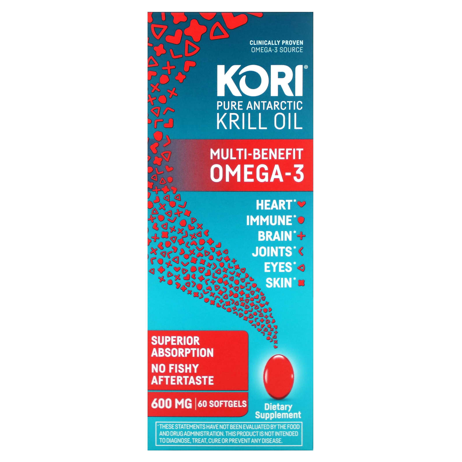 Kori, Pure Atlantic Krill Oil, MultiBenefit Omega3, 600 mg, 60 Softgels