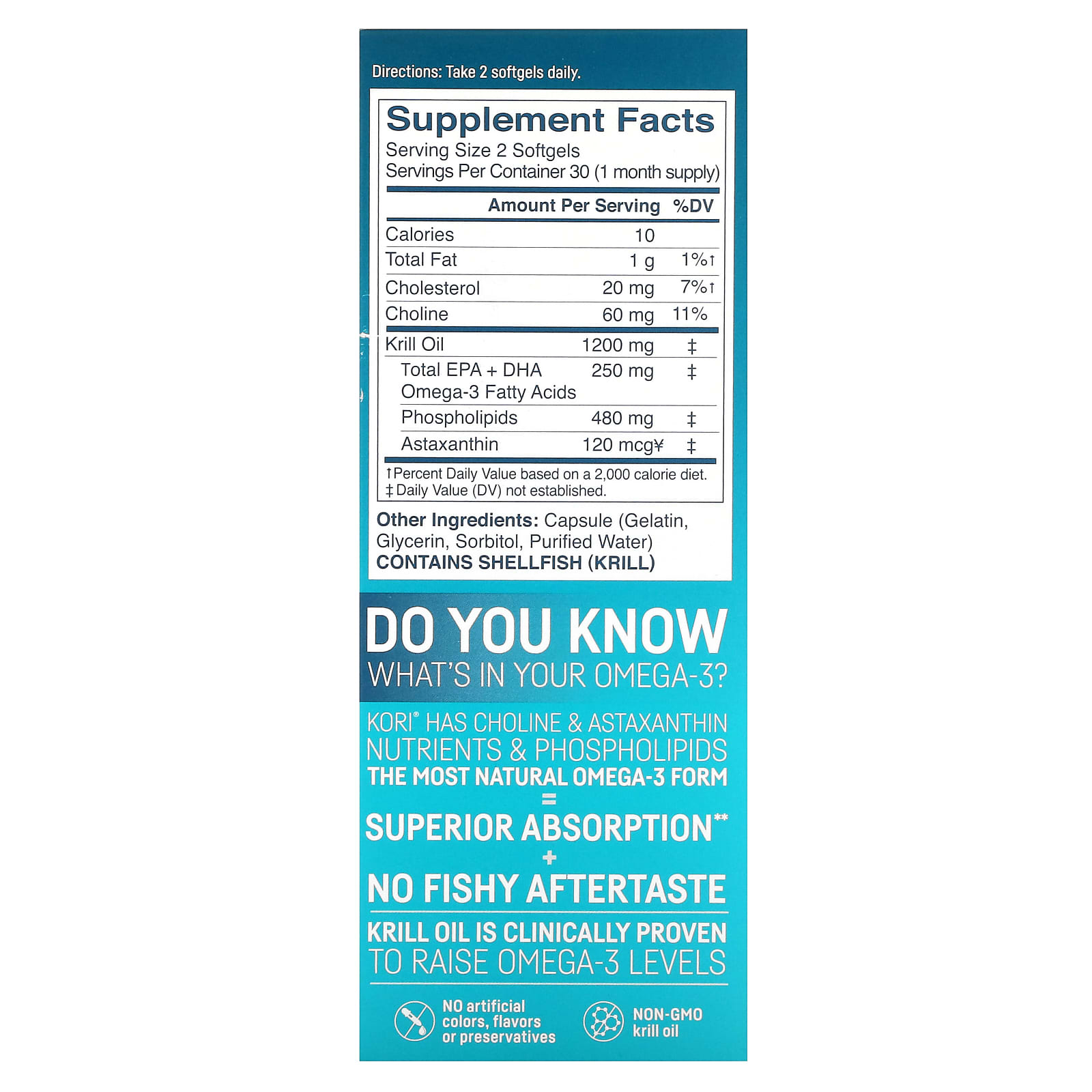 Kori, Pure Atlantic Krill Oil, MultiBenefit Omega3, 600 mg, 60 Softgels