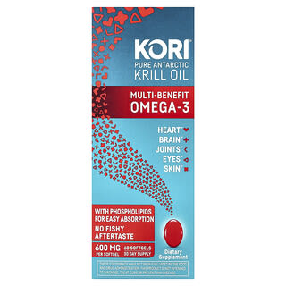 Kori, Huile de krill antarctique pure, Oméga-3 à bienfaits multiples, 60 capsules à enveloppe molle