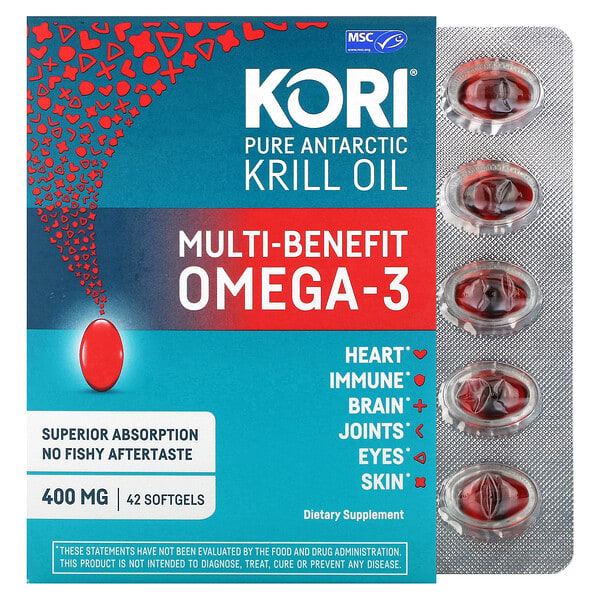 Kori, Pure Antarctic Krill Oil, MultiBenefit Omega3, 400 mg, 42 Softgels