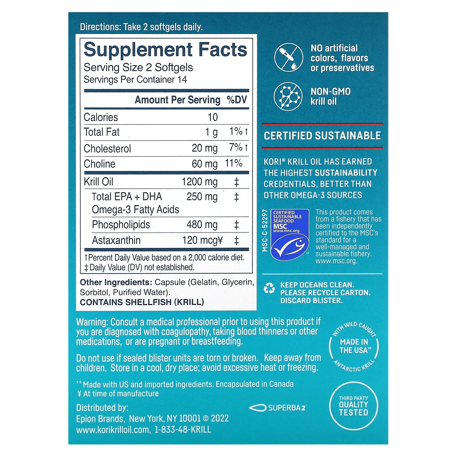 Kori, Pure Antarctic Krill Oil, MultiBenefit Omega3, 600 mg, 28 Softgels