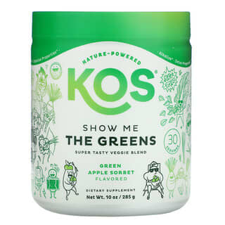 KOS, Show Me The Greens, Veggie Blend, Green Apple Sorbet Flavor, 10 oz (285g)