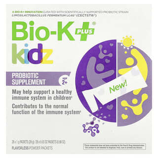 Bio-K+, Kidz, Suplemento probiótico, 2 años en adelante, 28 sobres, 1 g (0,04 oz) cada uno