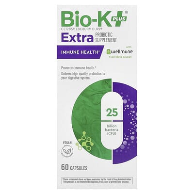 Bio-K+, Extra Probiotic Supplement, Immune Health With Wellmune®, 60 Capsules