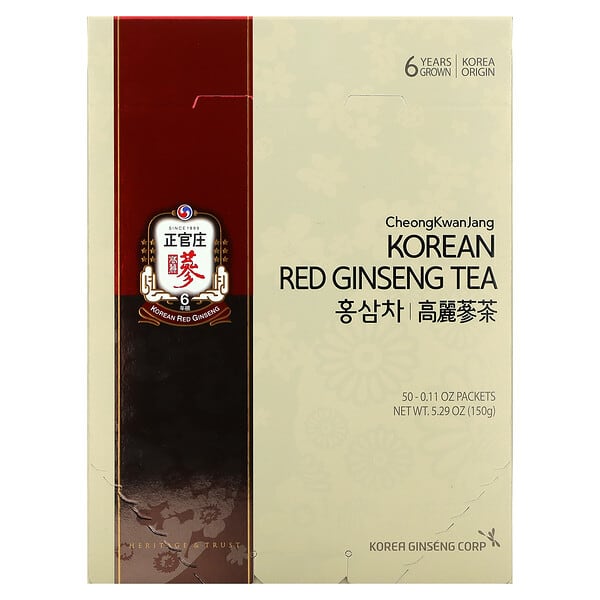 Cheong Kwan Jang‏, شاي الجينسينج الكوري الأحمر، 50 كيسًا، 0.11 أونصة (3 جم) لكل كيس