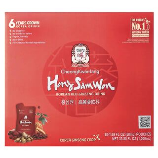 CheongKwanJang, Hong Sam Won，高麗紅參飲品，20 袋，每袋 1.69 盎司（50 毫升）