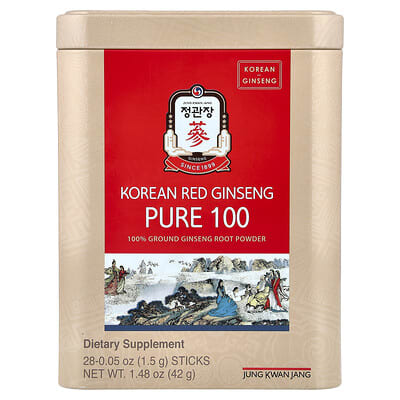 JungKwanJang, Korean Red Ginseng, Pure 100, 28 Sticks, 0.05 oz (1.5 g) Each