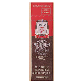 JungKwanJang, Extracto de ginseng rojo coreano, Cada uso, 10 barritas, 10 ml (0,34 oz. líq.) cada una