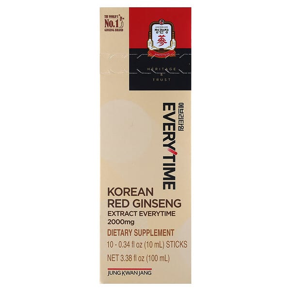 JungKwanJang Korean Red Ginseng Extract, Everytime, 10 Sticks, 0.34 fl oz (10 ml) Each