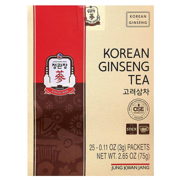 JungKwanJang, 한국 인삼 차, 25팩, 각 3g(0.11oz)