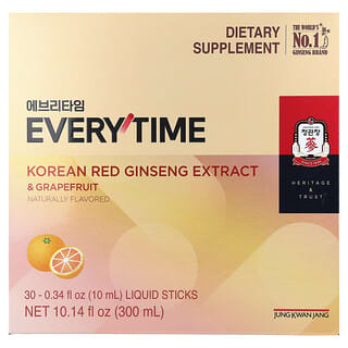 JungKwanJang, Korean Red Ginseng Extract, Everytime, Grapefruit, 30 Sticks, 0.34 fl oz (10 ml) Each