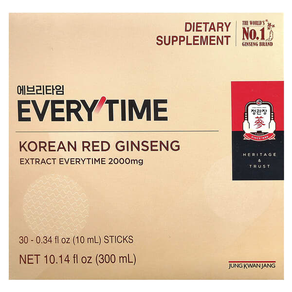 JungKwanJang Korean Red Ginseng Extract, Everytime, 30 Sticks, 0.34 fl oz (10 ml) Each