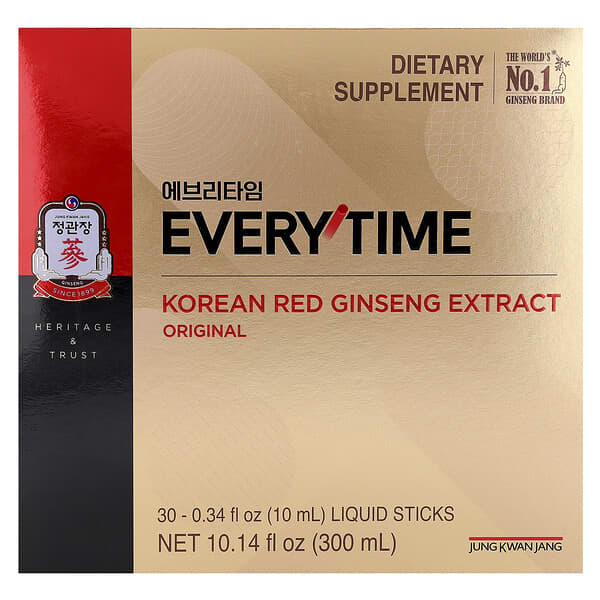 Korean Red Ginseng Extract, Everytime, Original, 30 Liquid Sticks, 0.34 fl oz (10 ml) Each