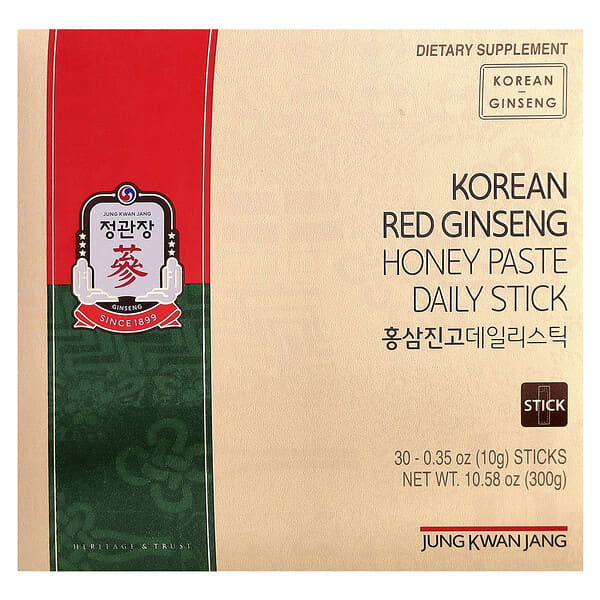 JungKwanJang Korean Red Ginseng Honey Paste Daily Stick, 30 Sticks, 0.35 oz (10 g) Each