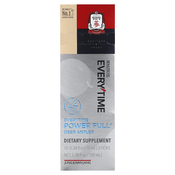 JungKwanJang, Deer Antler，能量提升，10 條，每條 0.34 液量盎司（10 毫升）