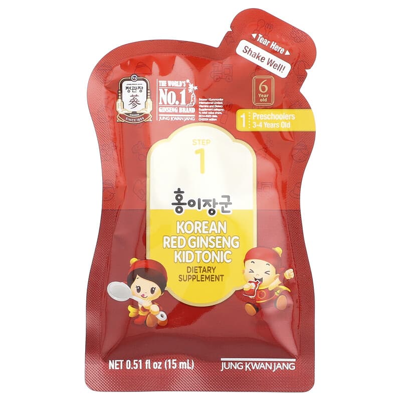 Korean Red Ginseng Kid Tonic, Step 1, 3-4 Years Old, 30 Pouches
