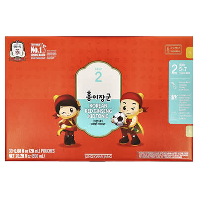 JungKwanJang, Korean Red Ginseng Nutritional Solution for Kids, Stage 2, Ages 5-7, 30 Bags, 0.68 fl oz (20 ml) Each