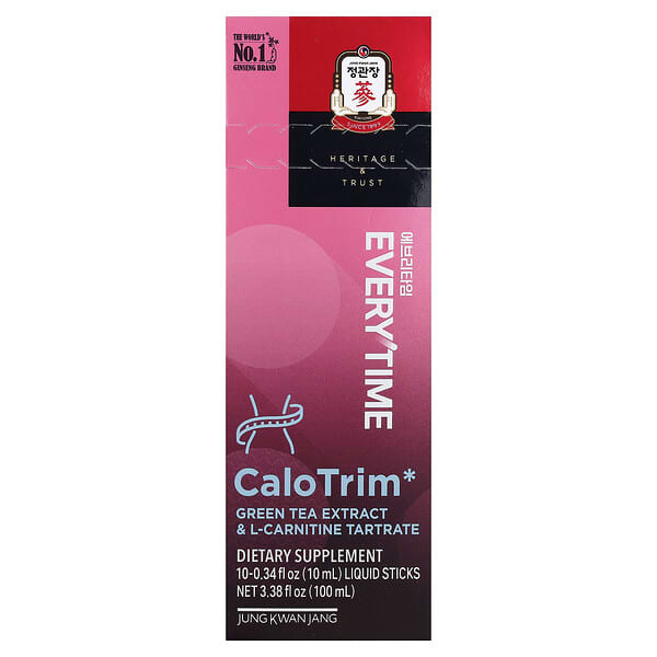 Everytime CaloTrim, Green Tea Extract & L-Carnitine Tartrate, 10 Liquid Sticks, 0.34 fl oz (10 ml) Each