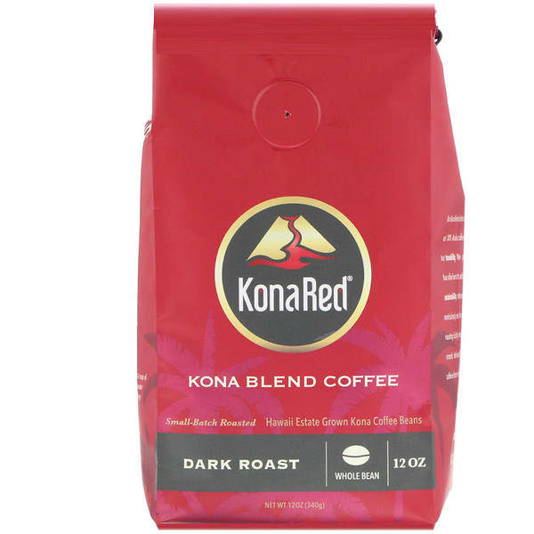 KonaRed Corp, Kona Blend Coffee, Dark Roast, Whole Bean, 12 oz (340 g) (Товар знято з продажу) 